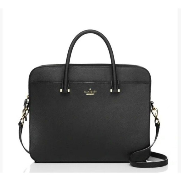 $398 - NEW-Kate Spade 100% Leather 13 Inch Laptop Bag-Black - Picture 10 of 10